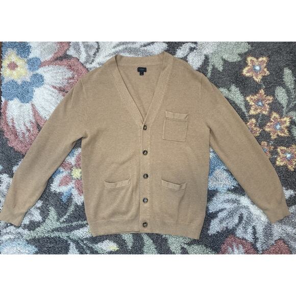 J Crew Sweater Mens Size Large Cotton Cashmere Preppy Office Academia Cardigan - Picture 1 of 12